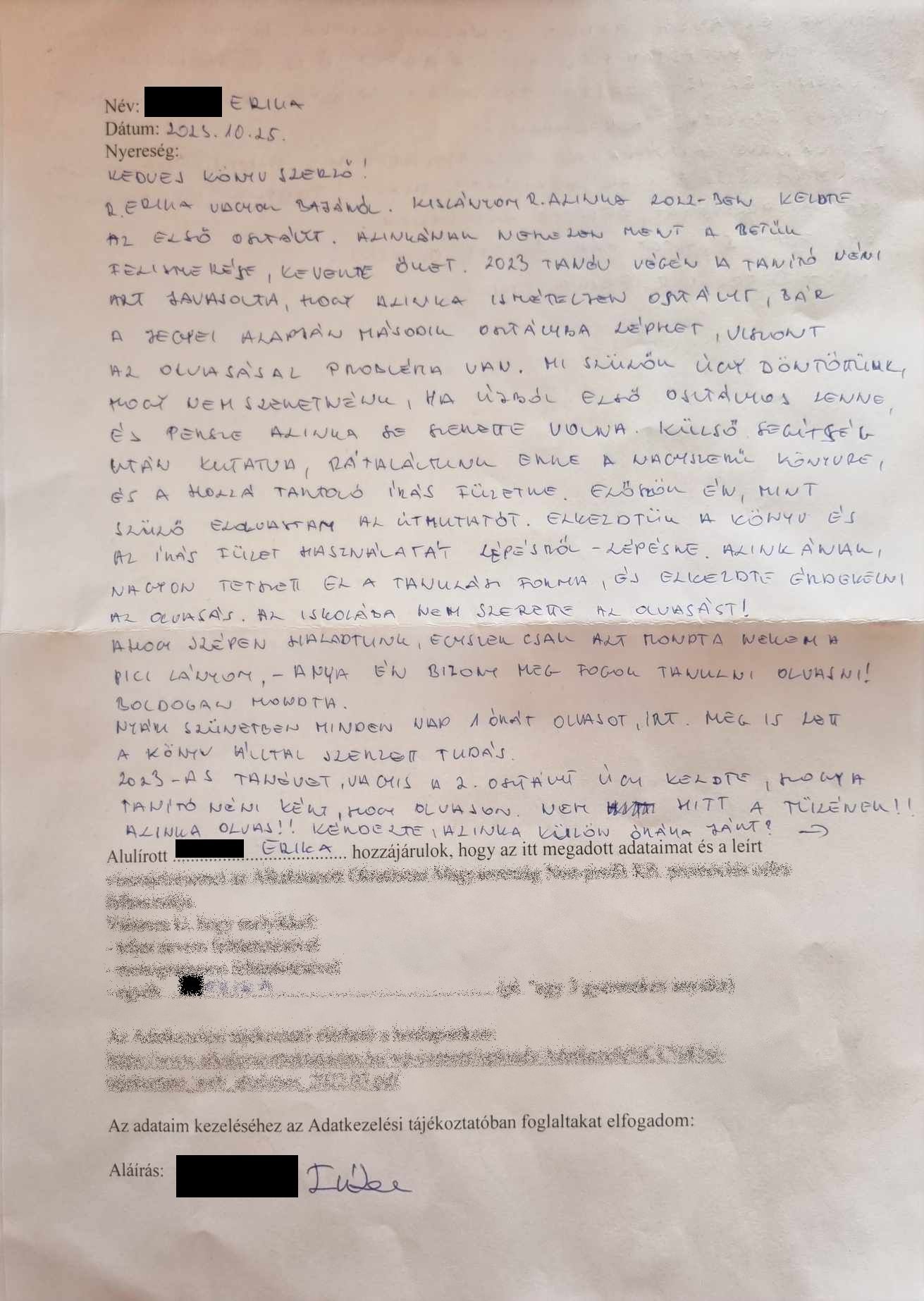 A szülő levele 1. oldal
