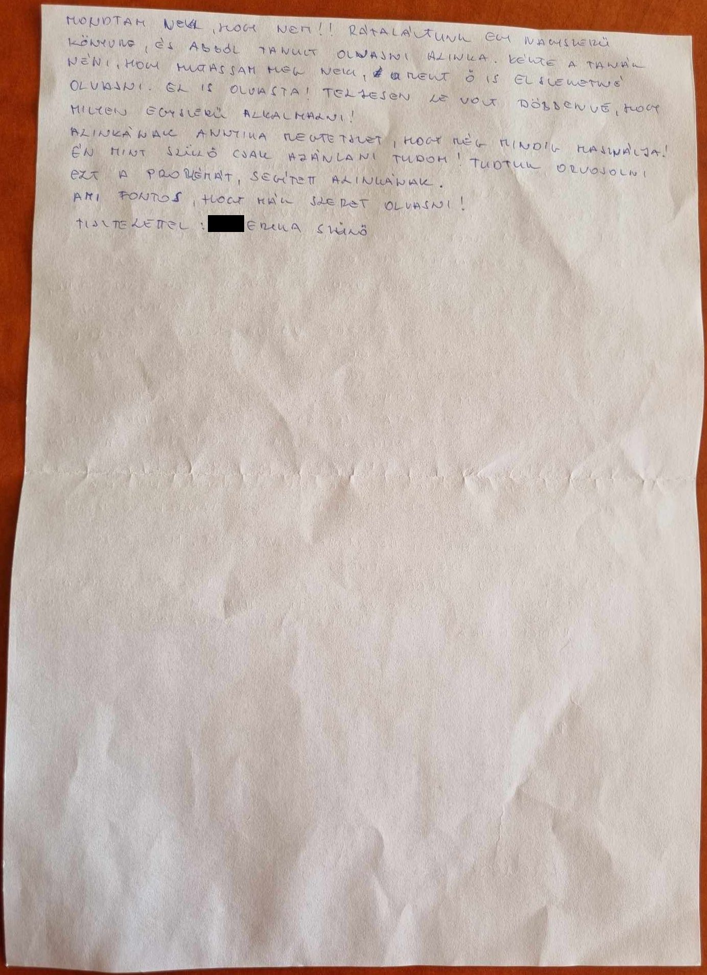 A szülő levele 2. oldal